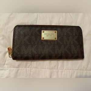 Michael Kors Dark Brown  Zip-Around Wallet